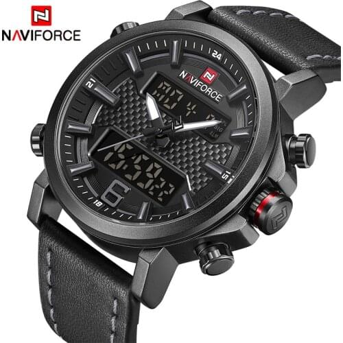 2021 NAVIFORCE New Mens Fashion Sport Watch Men Leather Waterproof Quartz Watches Male Date LED Analog Clock Relogio Masculino