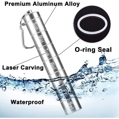 2021New Spot Hot Sale 2021 Sealing and Waterproof 7 Days Split Aluminum Alloy Metal Pill Box storage box storage