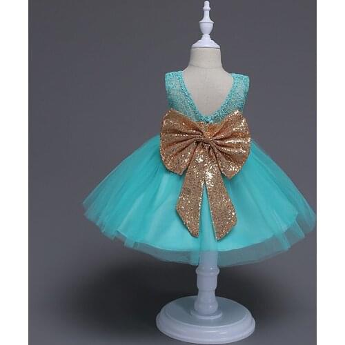 Top Quality Fashion Baby Girl Sequins Big Bow Lace Princess Tutu Dress Girls Kids Sequined Party Wedding Dresses Clothes
