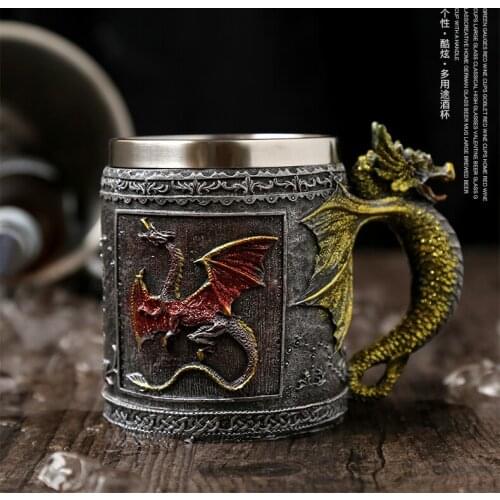 DRAGON beer mug skull mug halloween carnival festival holiday stainless steel mug retro office drinking cup
