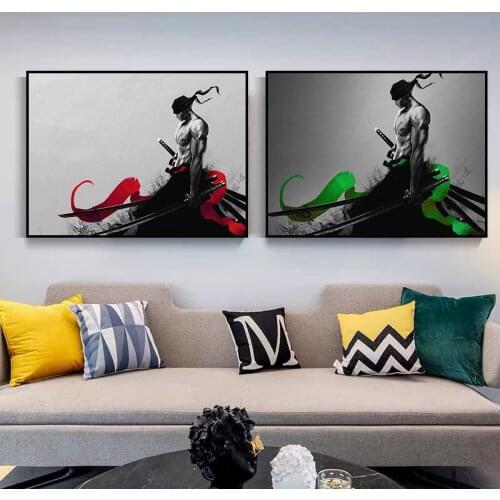 Japanese Swordsman Portrait Canvas Art Decorative Painting Posters Prints Wall Art Pictures for Living Room Decor