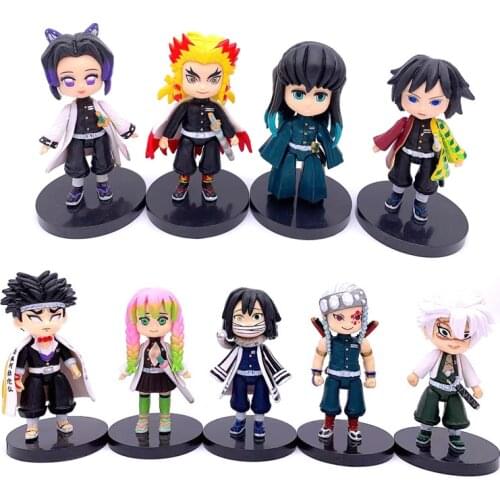 Cute Demon Slayer Anime Figure Batafurai Ninja Nidouji Rengoku Apurikotto Shourou To Zhumen 9cm PVC Collection Model Toy Decro
