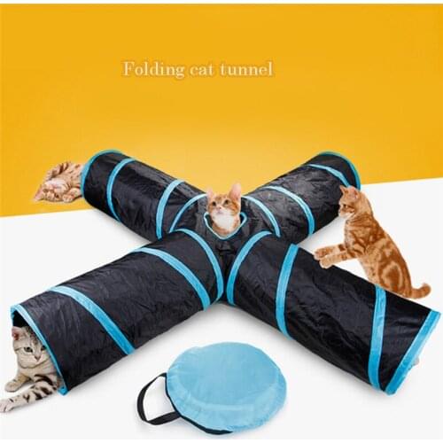 Foldable Funny Pet Tunnel Cat Play Tent Nest Toys Holes House Kitten Cat Toy Bulk Cat Toys Rabbit Play Tunnel With Ball For Cat