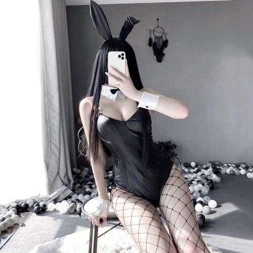 Sexy Bunny Girls Costumes Anime Sexi Rabbit Bodysuit Kawaii PU Leather Cosplay Bunny Dress Women Erotic Lingerie Good Quality