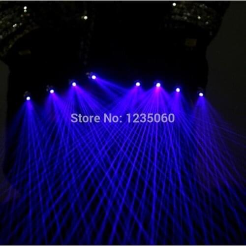 Free Shipping LED Laser Gloves Blue Light Dancing Stage Show DJ Club Party Disco Blue Laser Gloves 20 Beams to 100 Beams