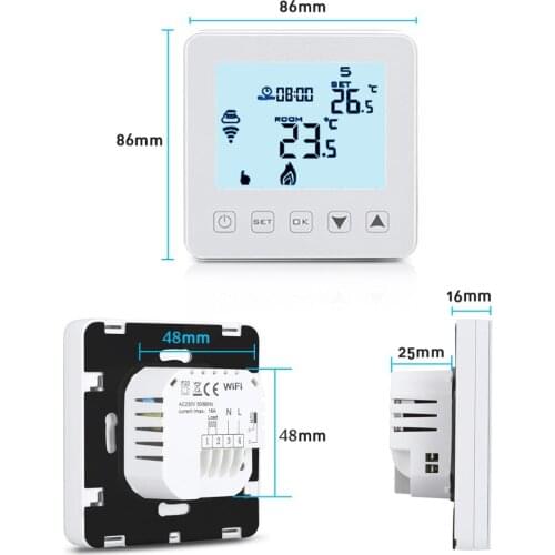 16A Smart WiFi Thermostat for Electric Heating Floor Echo Alexa Voice Control Programmable Room Temperature Regulator