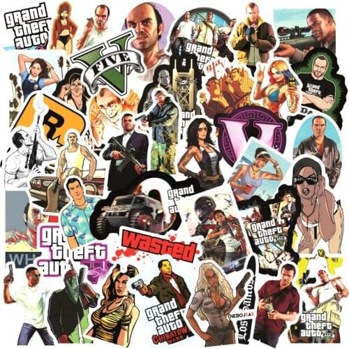 10/30/50pcs/Set GTA5 Hot Game Graffiti Stickers For Luggage Box Notebook Helmet Decal Computer Refrigerator Skateboard Trunk