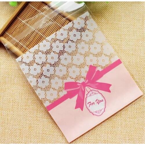 100Pcs 10*10+3cm Pretty Cookie Packing Bag,Self-adhesive Plastic Bags,Baking Package Bags,Small Jewelry Packaging Bags