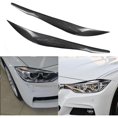 2Pcs Carbon Fiber Front Car Headlight Eyebrow Trim Strips sticker Decal for BMW 3 Series F30 F30 2013 2014 2015 Auto Decoration