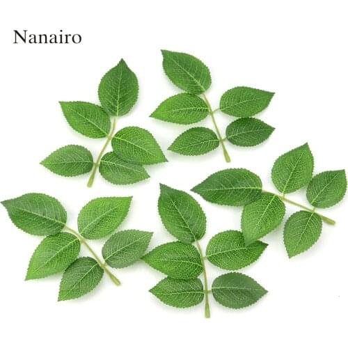 20pcs Cheap Silk Leaf Green Leaves Artificial Flower For Wedding Decoration DIY Wreath Gift Scrapbooking Craft Fake Flower