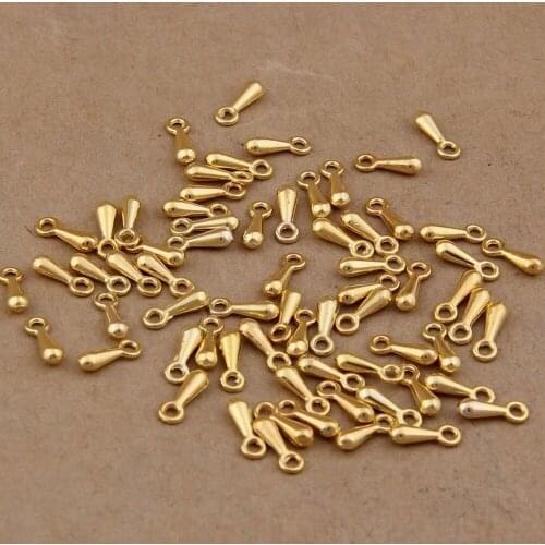 200pcs Gold/Rhodium/Antique Bronze Metal Water Drop End Beads 3*8mm Extender Chain Pendant Supplies For DIY Jewelry