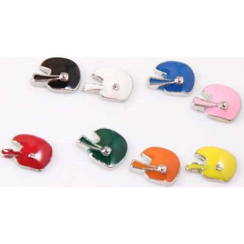 80pcs/lot Mixed USA Football Helmet Floating Charms 7mm Enamel Charms for Floating Charms Locket Necklace (10pcs per color