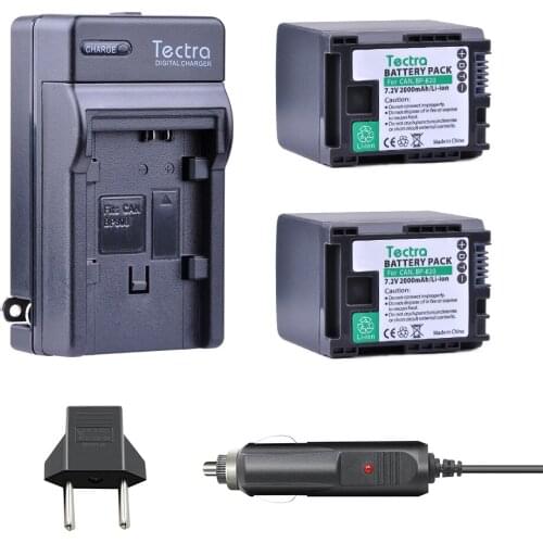 Tectra 2xBP-820 BP 820 BATTERY +Digital Charger with Car Plug for Canon Camera XA20 XA25 HFG30 HF HF M30 HF M31