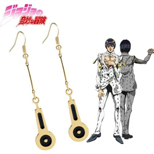 Anime JoJos Bizarre Adventure Jewelry Drop Earrings Womern Men Jean Bruno Bucciarati zipper Pendant Earrings Girl long Earring