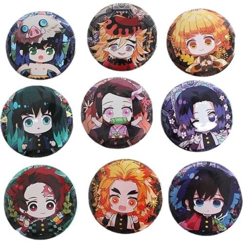 Anime Second element Q Version Badge Bar Butterfly Endure Tanjirou Fugang Yi Yong Shan Yi Yan Column Pendant Anime Peripheral