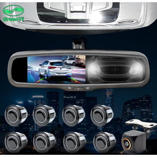 GreenYi Car DVR Rearview Mirror Monitor Dual Lens with Parking Sensor 1080P Dash Cam Camera Auto Driving Recorder G-sensor