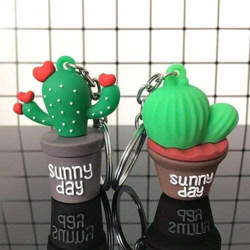 FREE SHIPPING BY DHL 100pcs/lot 2019 New Cute Plant Cactus Keychains Mini Cactus Keyrings for Gifts
