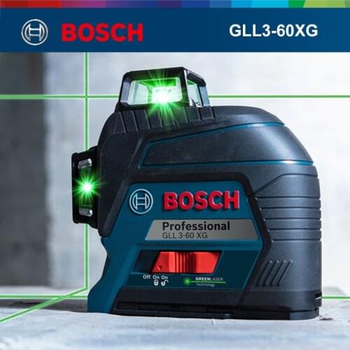 Bosch Laser Level 360 12 Lines Green Laser Level GLL3-60XG Horizontal Vertical Lines With Auto Self-Leveling,Indoor and Outdoor