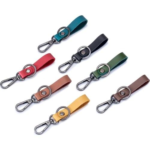 High Quality Keychain Retro Unisex Genuine Cow Leather Gift Keyring Holder Portable Auto Key Chain Accessories Women Bag Pendant