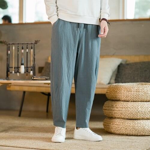 Mens pants linen pants mens pants casual pants cotton linen loose breathable pants Chinese style Linen Pants