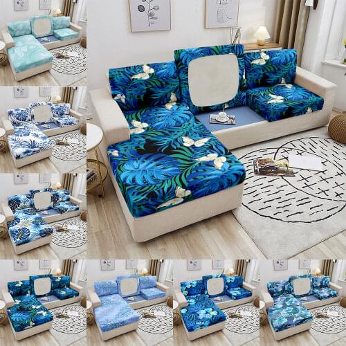 Leaves Printed Sofa Seat Cover Elastic Fabric Chaise Longue Sofa Seat Cushion Cover Removable Couch Sofa Covers 1/2/3/4 Seat