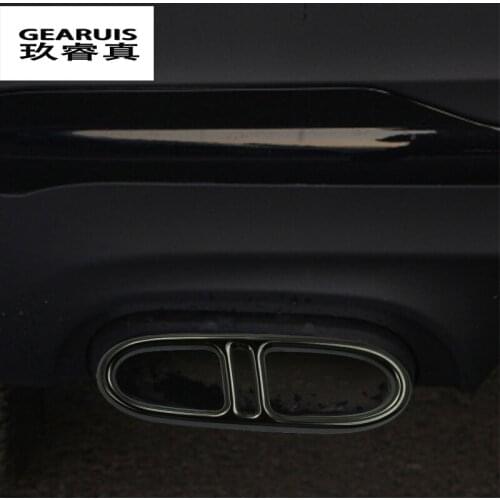 Stainless Steel Automobiles Tail Throat Frame Decoration Stickers For Mercedes Benz GLA Class H247 2020 Exhaust Pipe Accessories