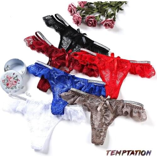 European Diamond Thong Womens Underwear Sexy Lace Panties Low Waist Seamless Briefs Fashion Hollow Out Bow G-String Lingerie