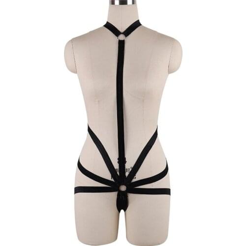 JLX.HARNESS BDSM Bondage Harness Lingerie Black gohtic body cage bra Sexy Dance Burlesque Lingerie pinup girl body harness set