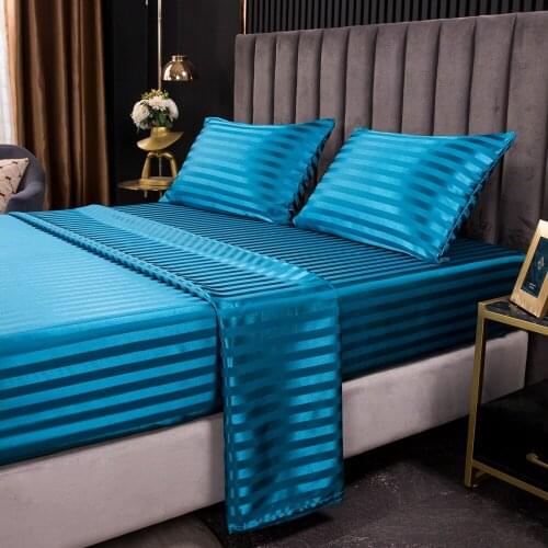 3/4pcs Queen King Size Luxury Bed Sheet Set Covers Satin Black Bed Sheets Pillowcase Flat Fitted Double Sheet Bedclothes