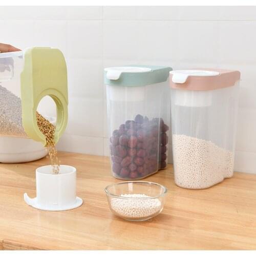 1Pc Plastic Transparent Food Storage Container Kitchen Sealed Fruit Grains Tank Cereal Box with Lids
