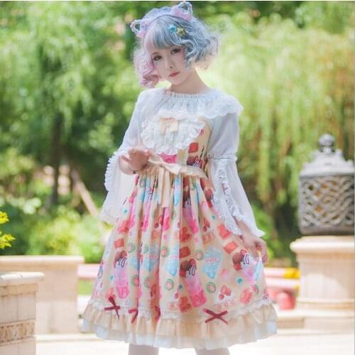 Royal fairy Japanese soft sister Princess LOLITA dress female ruffles stitching with bow original cute dress F1283 factory
