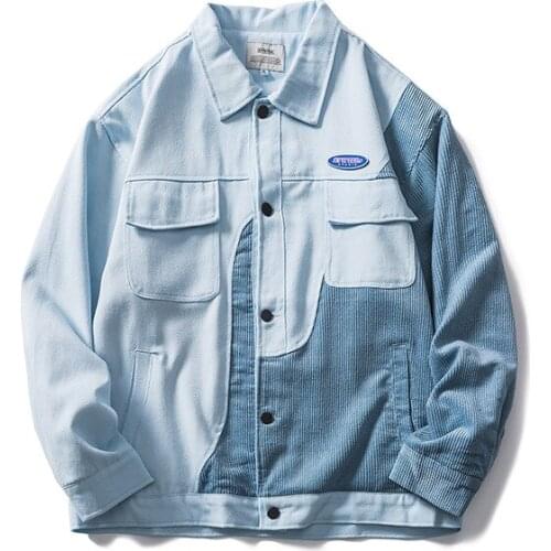 Spring 2021 new splicing multi-pocket loose couple jacket trendy male jacket plus size clothes mens fashion clothing trends