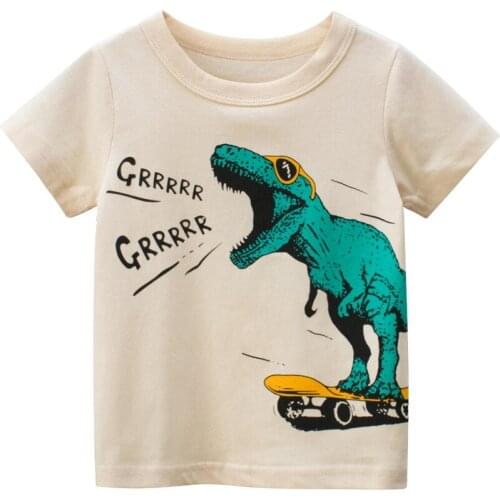 Summer Kids Boys Short Sleeve Tyrannosaurus T-shirts Tops Clothes Baby Dinosaur Tees Children Clothing Kid Cotton Outfit 2-9Y