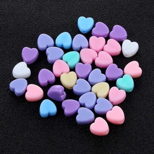 Hot 1 bag 9x8mm Acrylic Pendant Beads 50 pieces Mixed Heart Shaped for DIY Jewelry Making