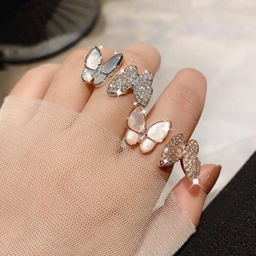Korean style fashion temperament simple and versatile opal with rhinestone open female ring