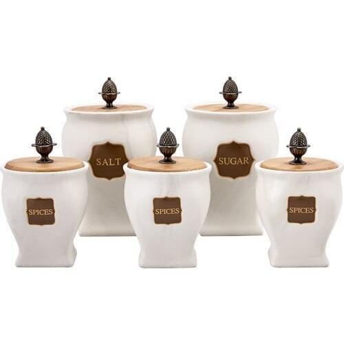 Marble 5 Pcs Spice Team Spice Jars Sugar Bowl Seasoning Organized The Kitchen Tool Sets Kitchen Utensils