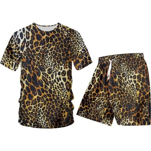 UJWI HipHop Women/men Baseball Shirt Sexy 3D Leopard Short Pants Vest 2 Piece Set Unisex Jogger New Style Sweatsuit Long Sleeve