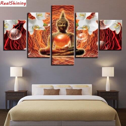 5pcs DIY Diamond Painting Buddha Full Square Diamond Embroidery Mosaic Picture Of Rhinestone H1477