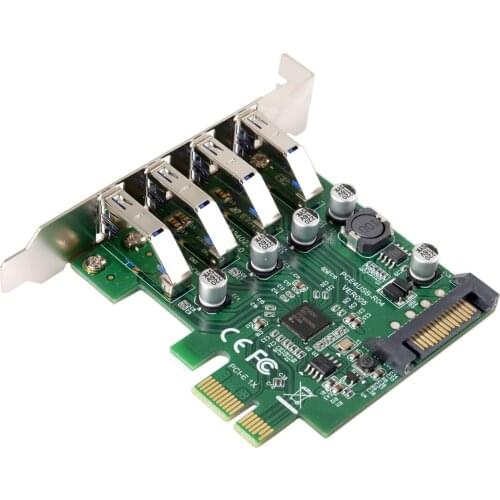 Low Profile 4 Ports PCI-E to USB 3.0 HUB PCI Express Expansion Card Adapter 5Gbps for Motherboard