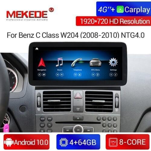 Octa cores!4G LTE android 10 car gps radio navigation player for Mercedes benz C Class W204 2008-2010 4GB+64GB wifi DSP carplay