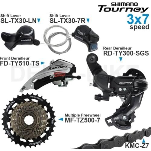 SHIMANO TOURNEY 3x6 3x7 Speed Groupset include TX30 Shifters TY300 Rear Derailleur MF-TZ500 Cassette Sprocket KMC Z7 Chain