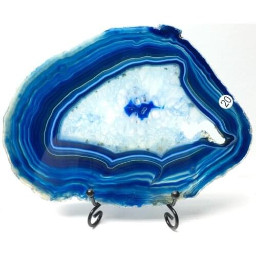 60-180mm Natural Agate Stone Slices Coaster Polished Blue Cluster Dessert Slab For Decoration