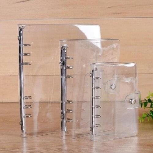 A4/A5/A6/A7 Transparent Notebook Cover Loose-leaf Ring Binder PVC Waterproof Clear Cover Travel Notebook Stationery Cover 1pc