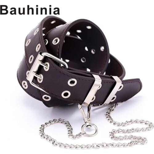 Bauhinia brand new punk style double exhaust eyes length 110 width 3.3 women Korean belt jeans fashion chain decorative belt
