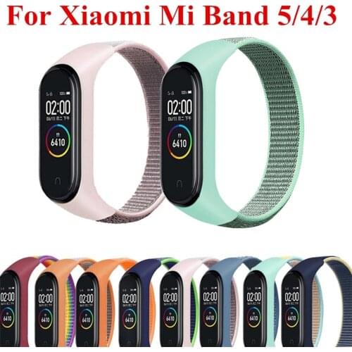 Nylon Loop Strap For Xiaomi MI Band 5 Sport Breathable Replacement Wristband For MI Band 4 3 Smart Watch Bracelet Accessories