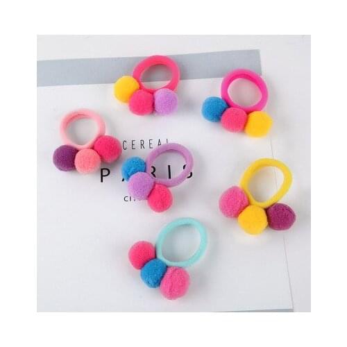 4pcs /lot Hot Sale New Cute Hairball multi-colored Hair Holders Bands Gum Fashion Kids Candy Rubber Bands Headwear Girls Hair