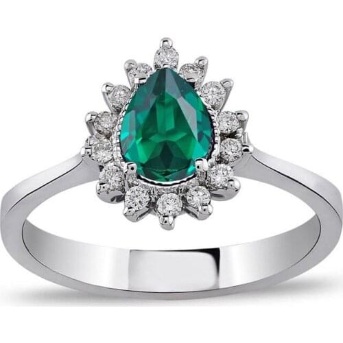 Symbol Gold 0.85 Carat Diamond Emerald Ring Baguette Chic Jewelry LoverRings Engagement Anniversary Wedding For Women