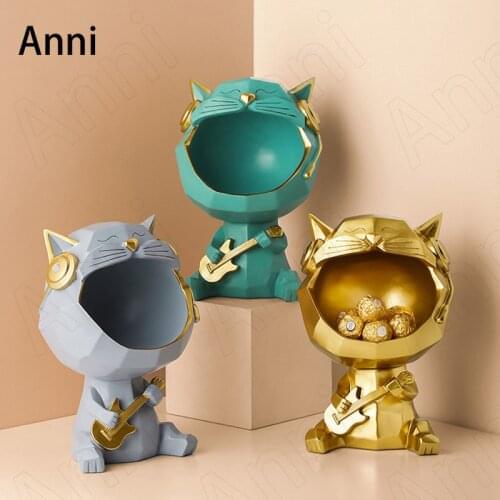 Creativity Cartoon Lucky Cat Figurine Japanese Modern Coffee Table Desktop Candy Snacks Storage Ornaments Living Room Decoration