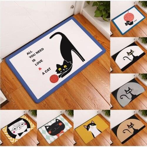 Entrance Waterproof Door Mat Cartoon Cute Cat Kitchen Rugs Bedroom Carpets Decorative Stair Mats Home Decor Crafts