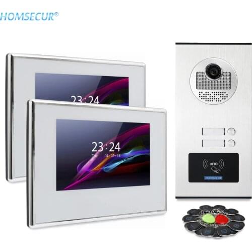 HOMSECUR 7" Video Door Phone Intercom System+One Button Unlock for 2/3/4 Apartment XC111-2/3/4+BM718-W